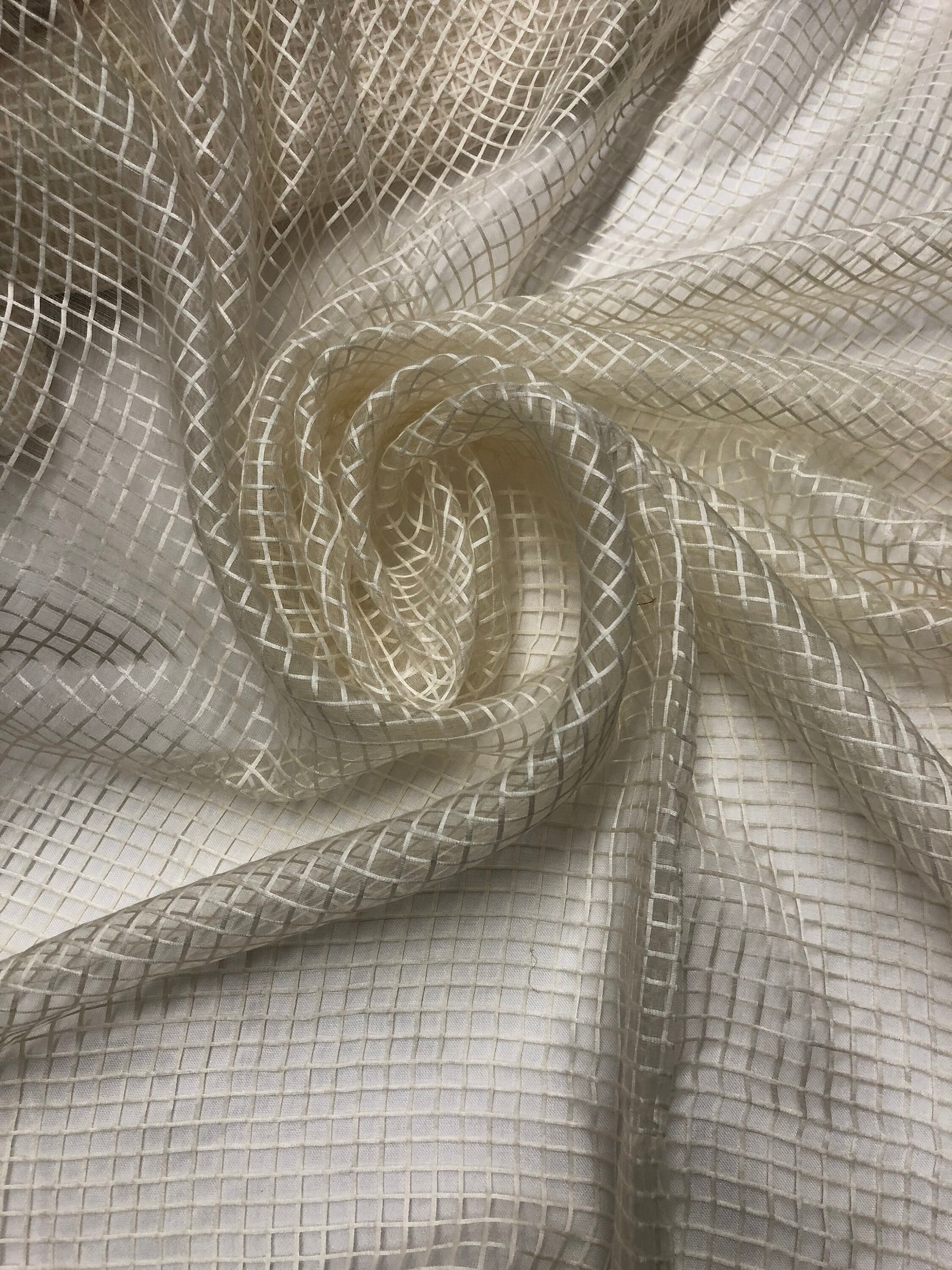 100 silk organza gingham 45 wide Beautiful ivory color Fabric sold by