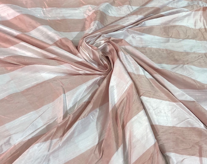 100% silk shantung plad 54" wide      Beautiful ivory & pink color   Fabric sold by the yard