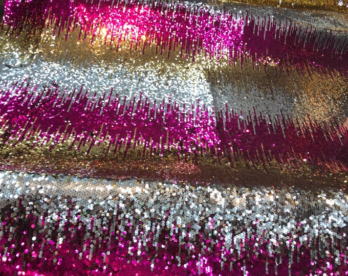 Mutli color sequins 54" wide    Beautiful fusia gold silver colors combo fabric sold by the yard