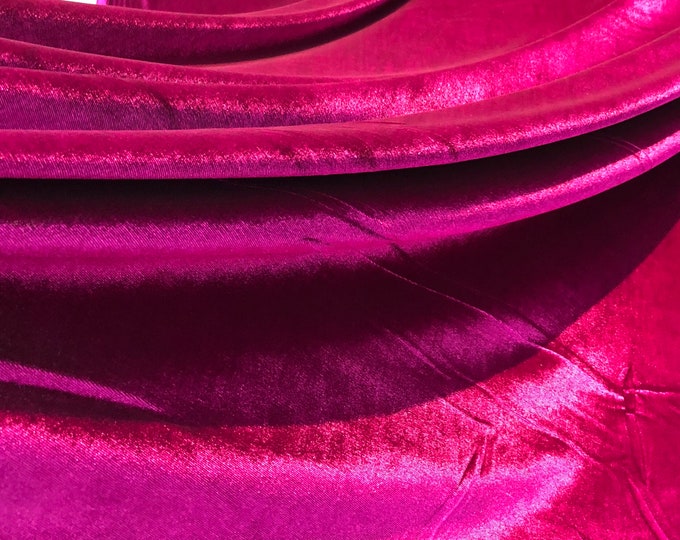 Stretch velvet 60" wide     Beautiful fusia pink color    Fabric sold by the yard