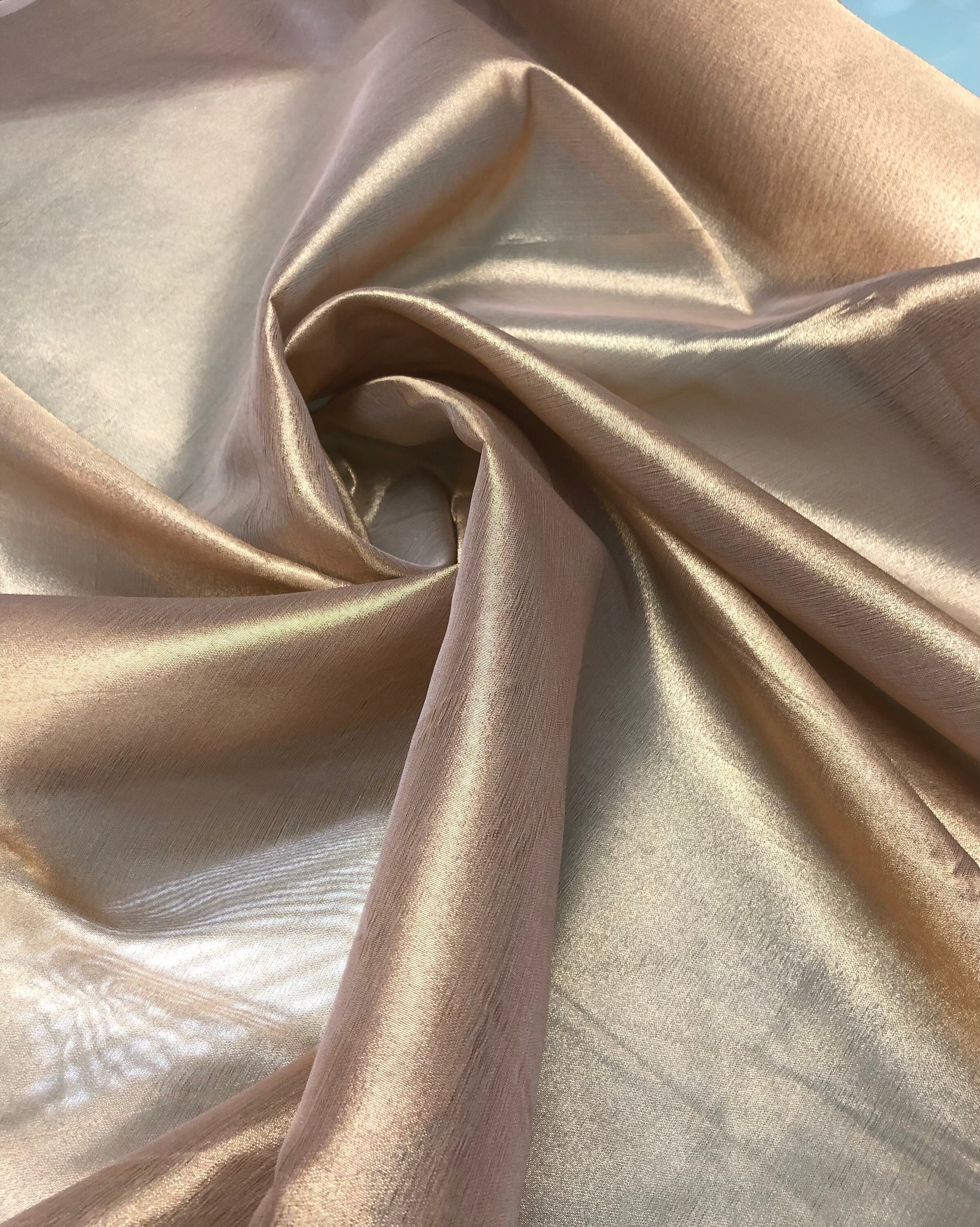 Metallic tissue organza gold color poly viscose Organza 45 wide fabric
