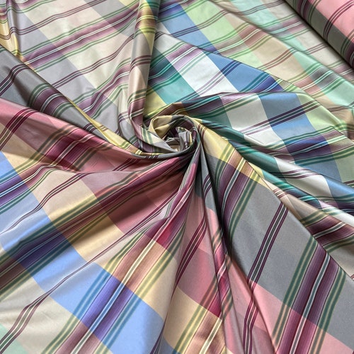 Multicolor Silk Taffeta Plaids & Stripes 045 Fabric
