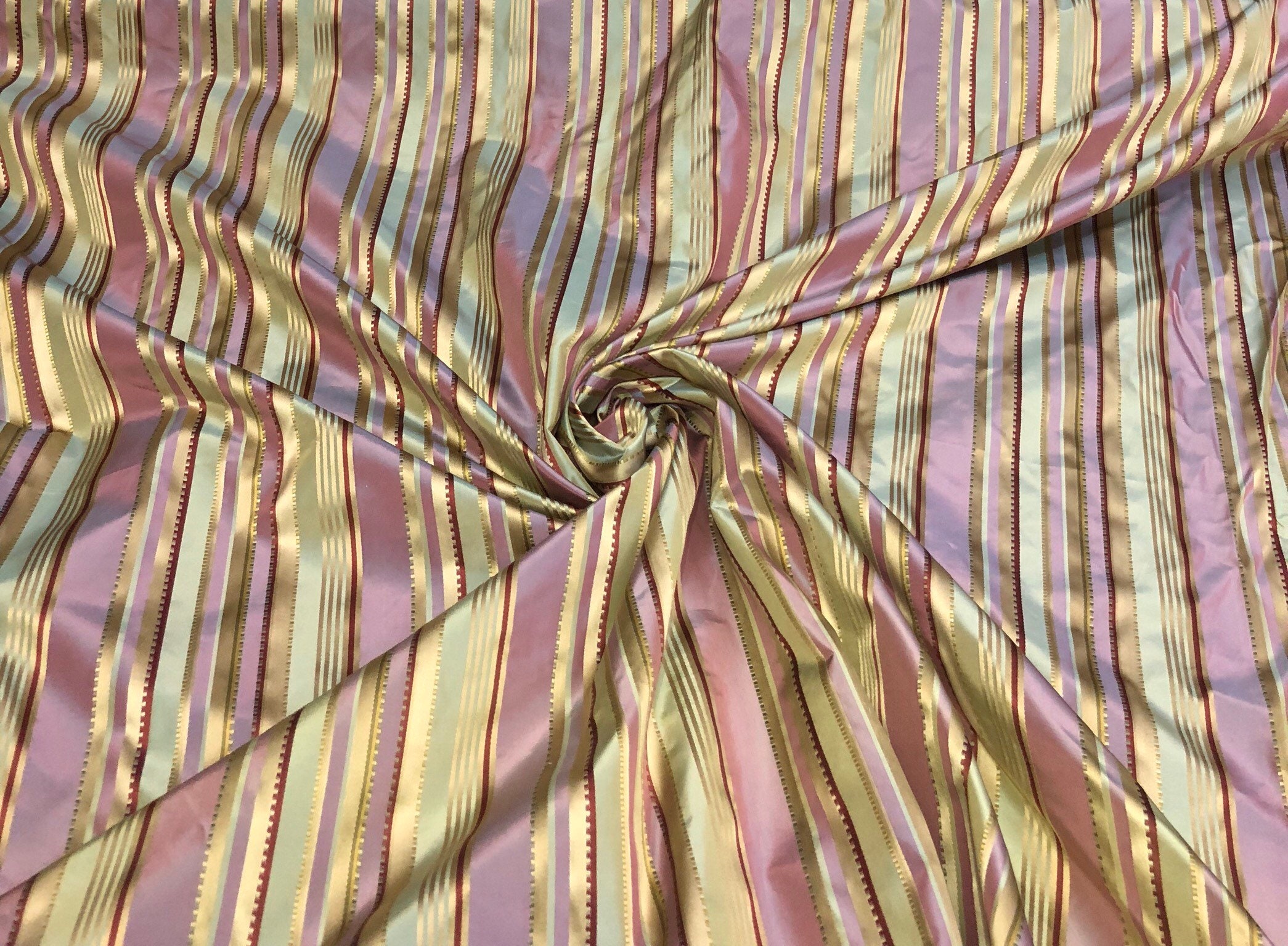 Silk taffeta 54 wide Beautiful lilac gold silk taffeta satin stripes