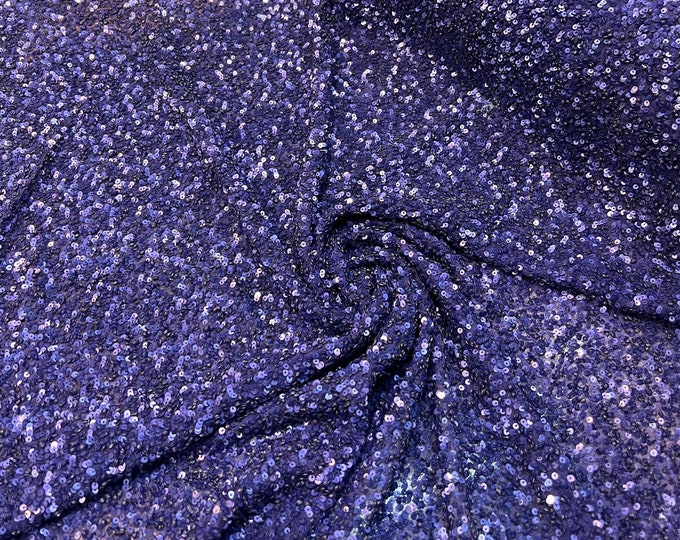 Beautiful royal purple tiny florescent sequin hand embroidered on silk chiffon 45” wide. Best use for apparel