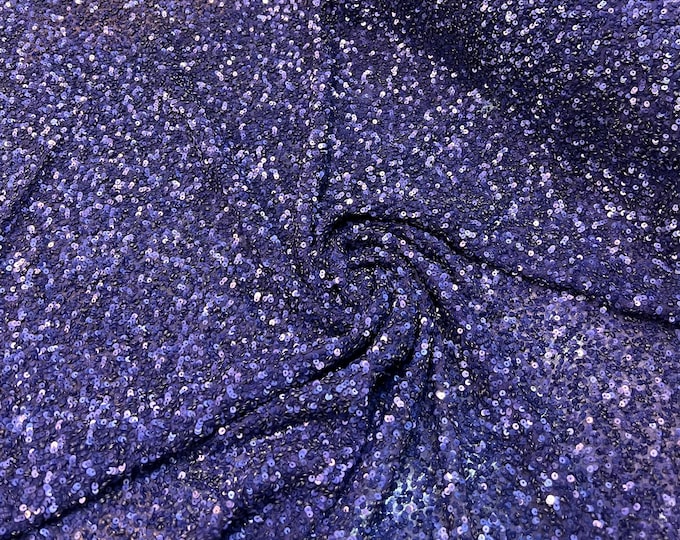 Beautiful royal purple tiny florescent sequin hand embroidered on silk chiffon 45” wide. Best use for apparel