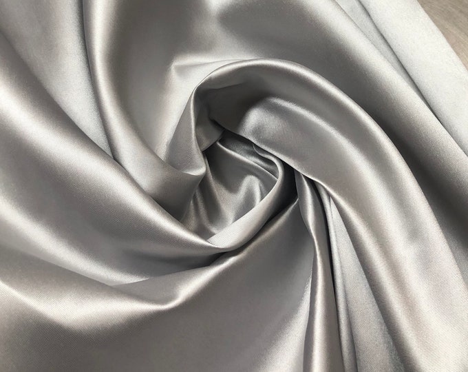Silver gray Poly Mikado/Zibelline  Fabric. 60" Wide Mikado Fabric is a unique blend makes this fabric soft & Gives Structure to  Dress.