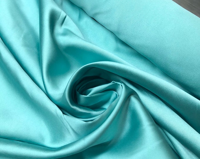 Tiffany blue Poly Mikado/Zibelline  Fabric. 60" Wide Mikado Fabric is a unique blend makes this fabric soft & Gives Structure to  Dress.