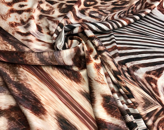 Satin charmeuse digital print 54" wide      Beautiful animal print      Soft silky fabric sold by the yard
