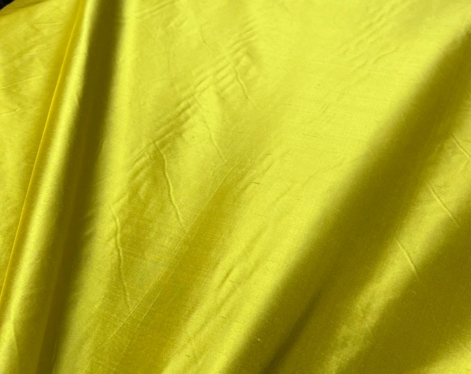 Silk shantung 54" wide   Beautiful bright lemon yellow iridescent color silk shantung fabric sold by the yard