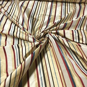 Beige Silver 004 Silk Taffeta Plaids & Stripes