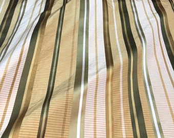 Silk taffeta 54"   Beautiful Champagne gold shades with olive ivory color silk satin stripe fabric sold by the yard