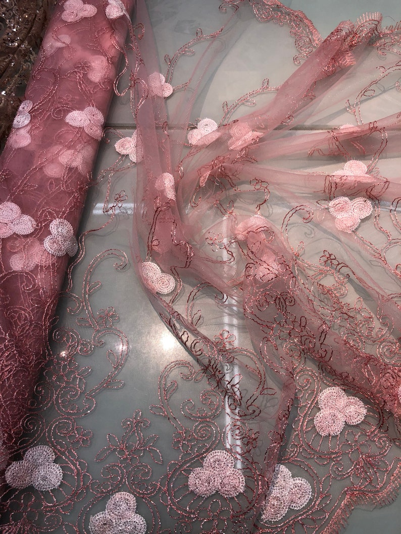 Baby Pink Embroidered Lace Eb5018