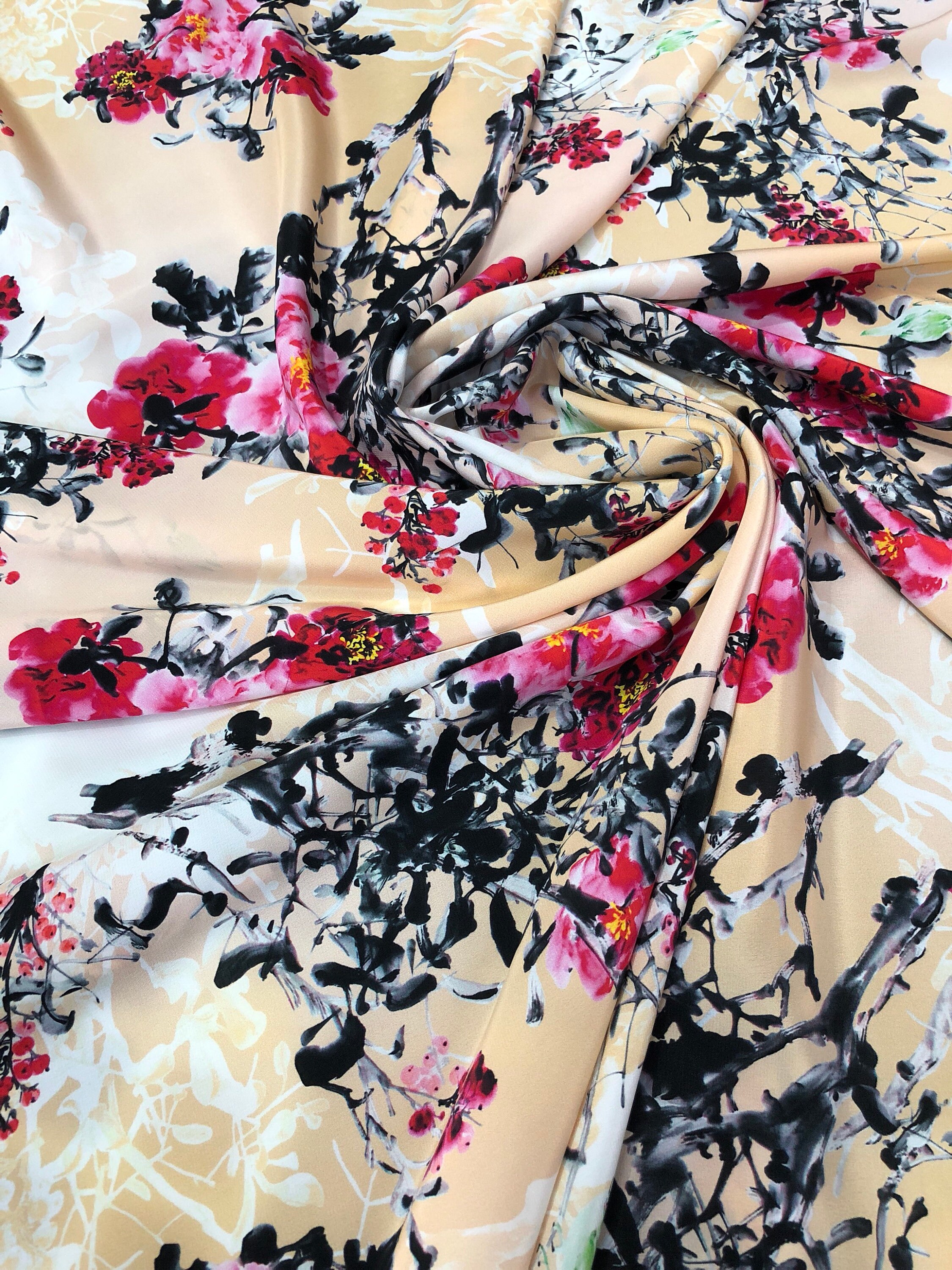 100 silk crepe digital print 54 wide Sold by the yard