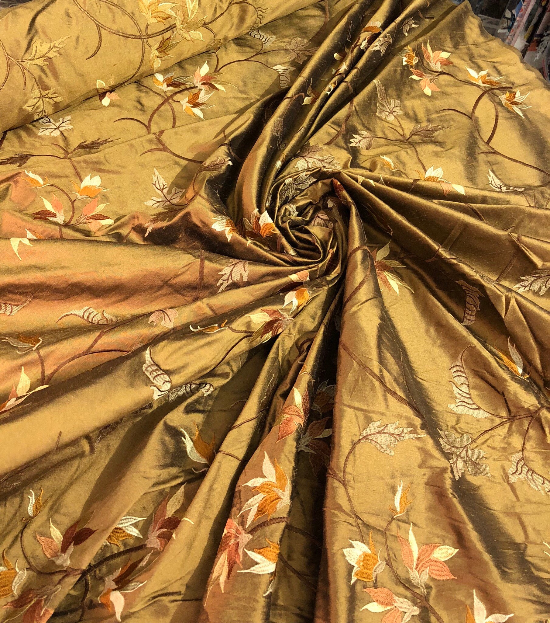 Sunset Gold Shantung Silk, 100% Silk Fabric, by The Yard, 54 Wide