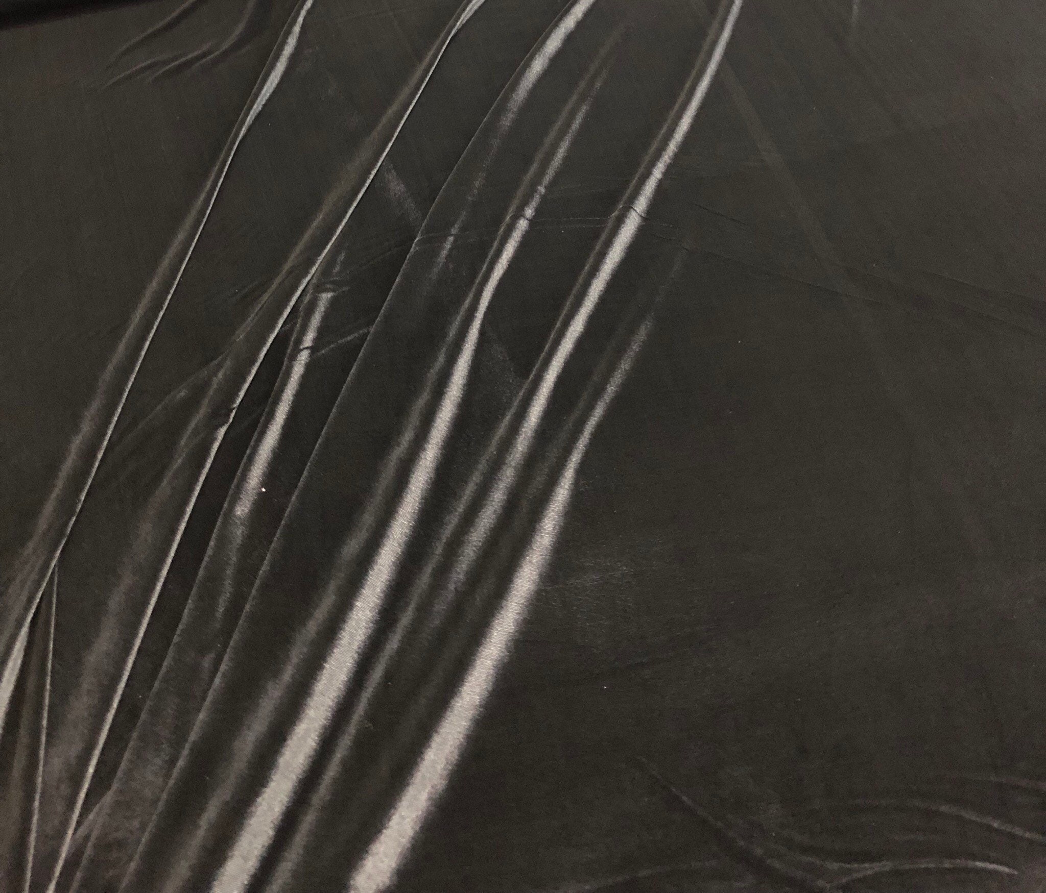 Stretch velvet 60 wide Beautiful jet black color Fabric sold by the yard