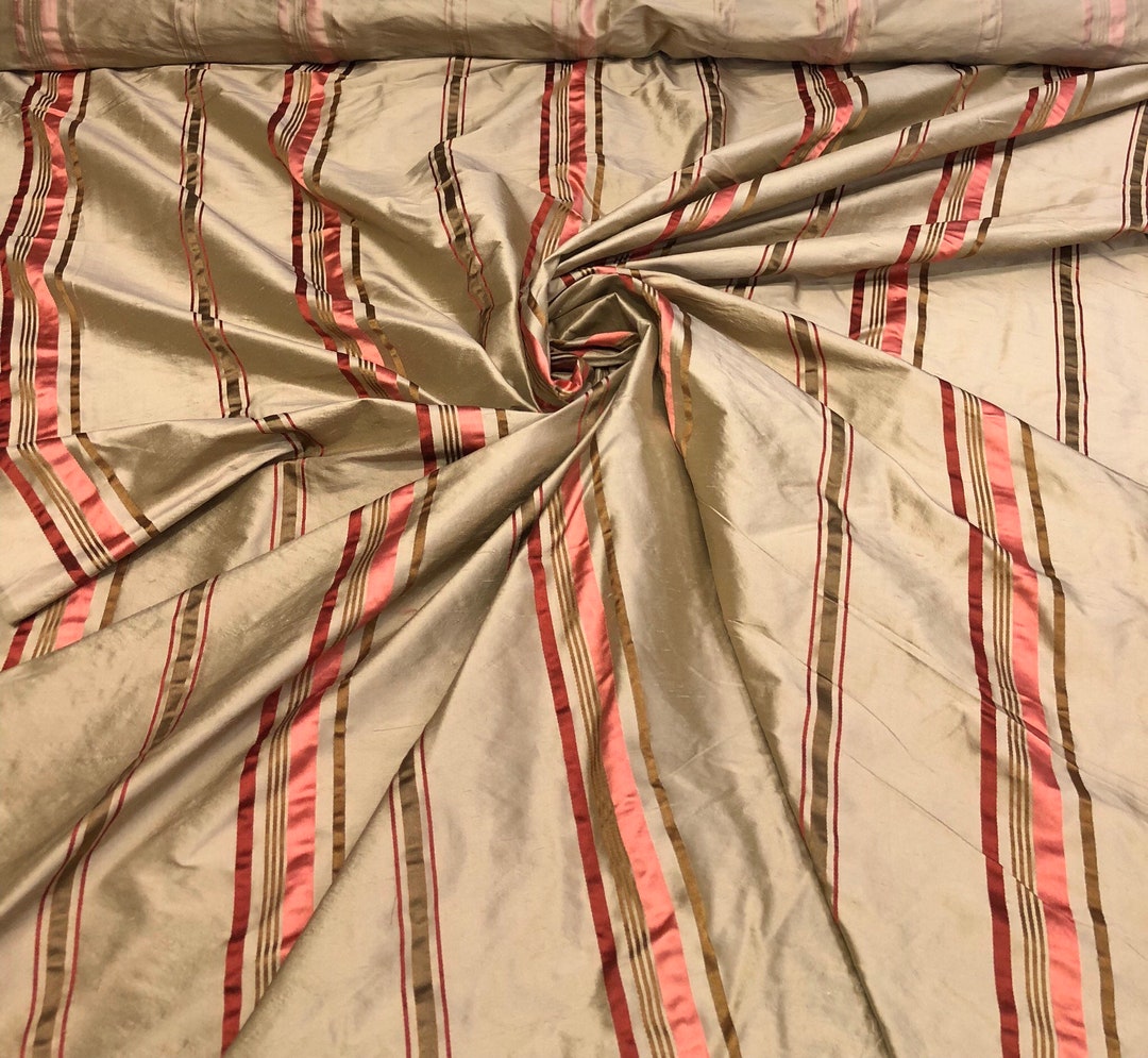 Silk Shantung 54 Wide Beautiful Tan Gold Shantung Satin Stripe Fabric ...