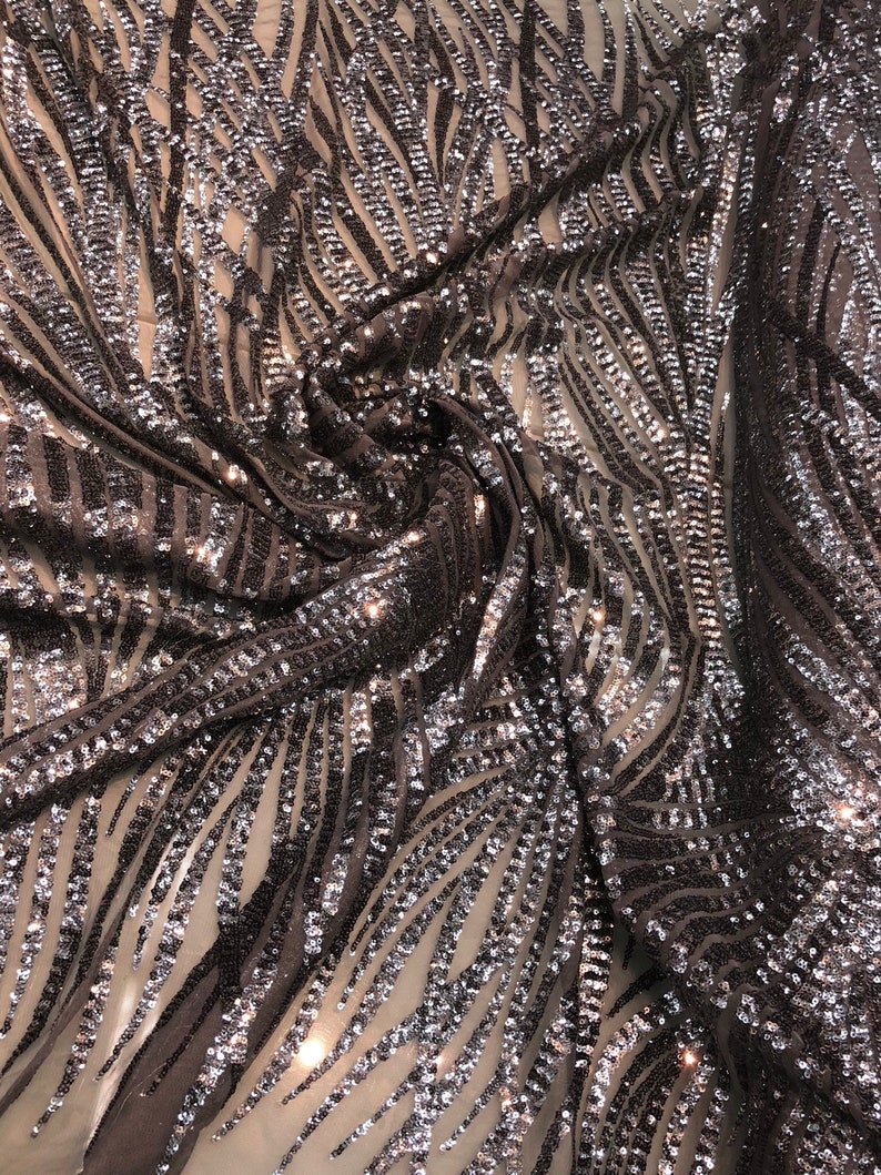 Beautiful sequins design 50 wide Charcoal grey Etsy