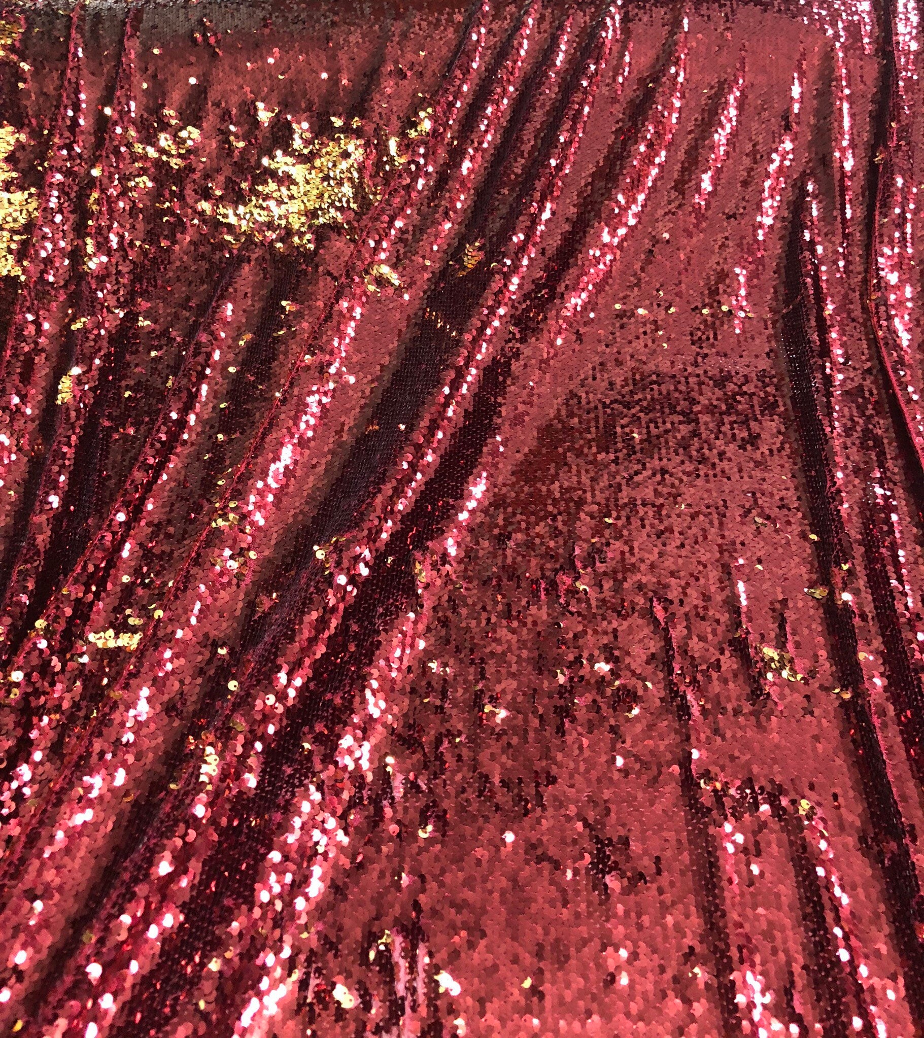 Reversible sequins fabric 54 wide Beautiful red gold sequins Fabric