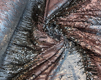 Multi color sequins 54" wide   Beautiful rose pink grey black color combo    Fabric sold by the yard