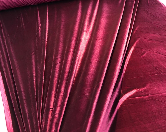 Stretch velvet 60" wide     Beautiful wine color   Fabric sold by the yard