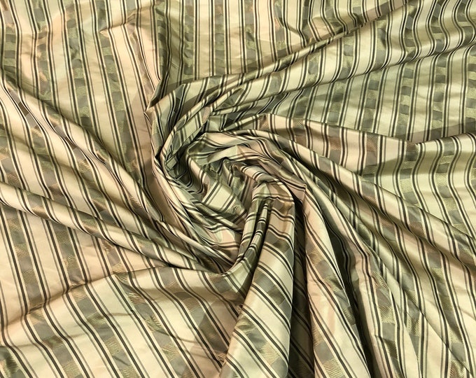 100% Silk Taffeta jaquard Stirpe 54" wide         Sold by the yard