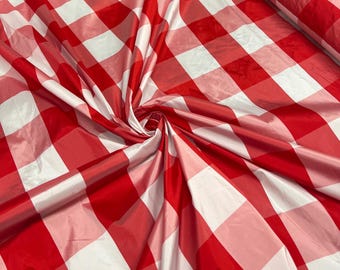 Beautiful Red and white taffeta plaids 54” wide.  Best used for home decor and appreal.  Sold by the yard
