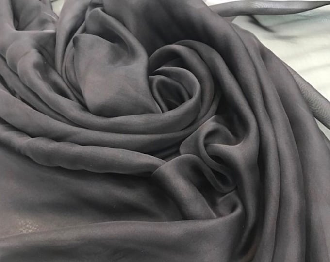 Silk chiffon 54" wide     Charcoal gray french silk chiffon fabric sold by the yard