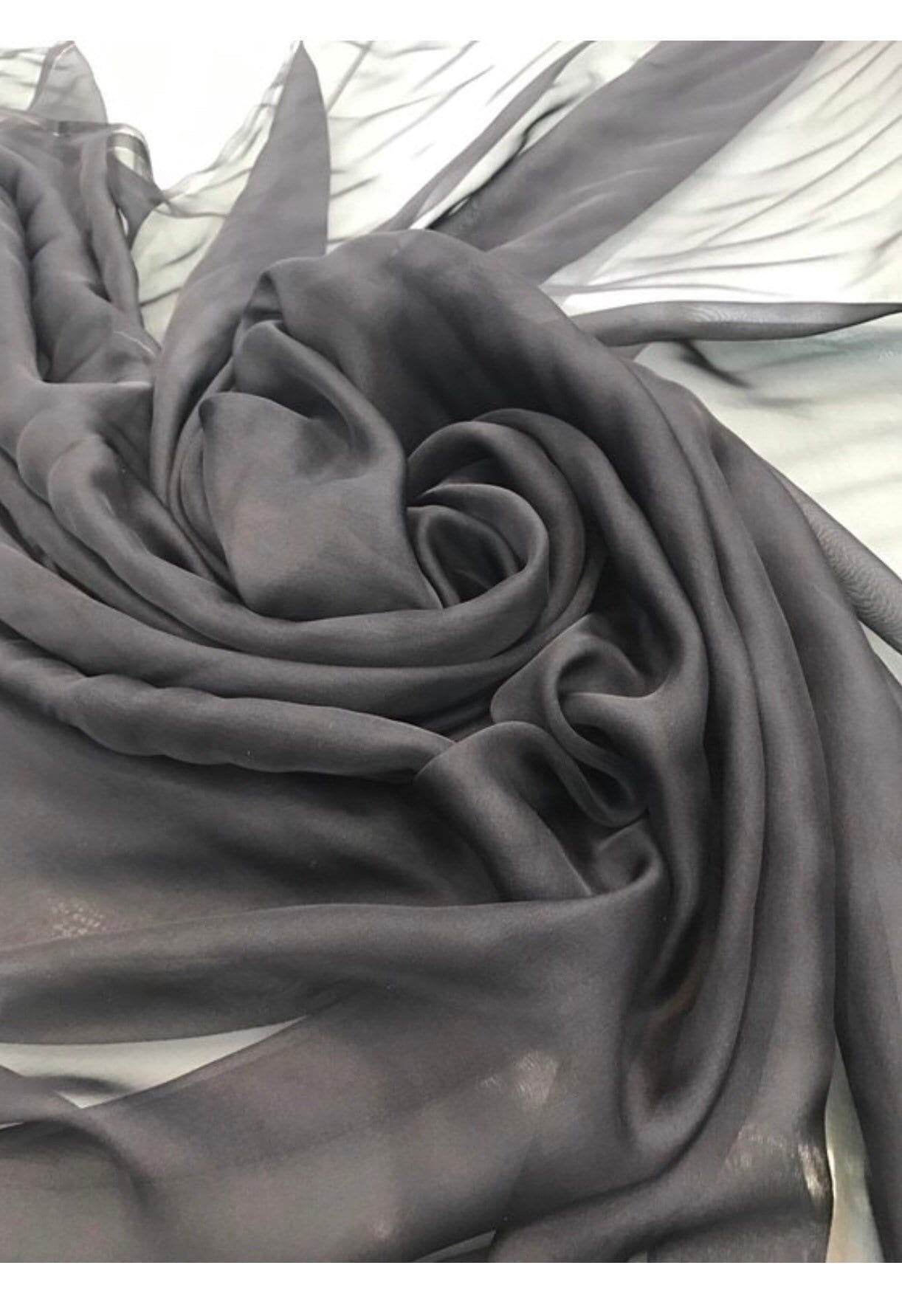 Silk Chiffon 54 Wide Charcoal Gray French Silk Chiffon Fabric Sold