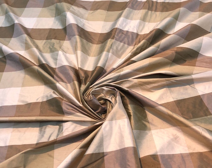 Silk shantung plaids 54" wide    Beautiful tan gold colors silk shantung fabric sold by the yard