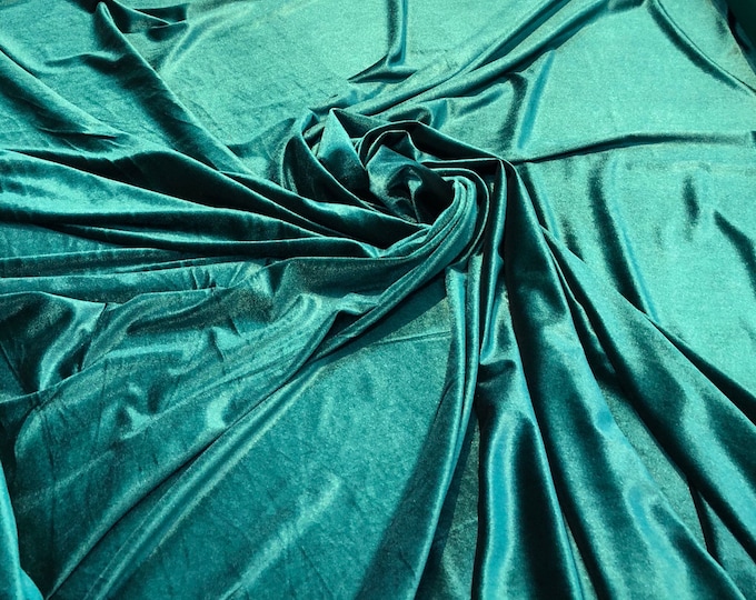 Strech velvet 60" wide      Beautiful bottle green color    Fabric sold by the yard