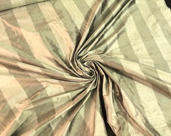 Silk shantung 54" wide    Beautiful gold shades 2" stripe silk shantung fabric sold by the yard