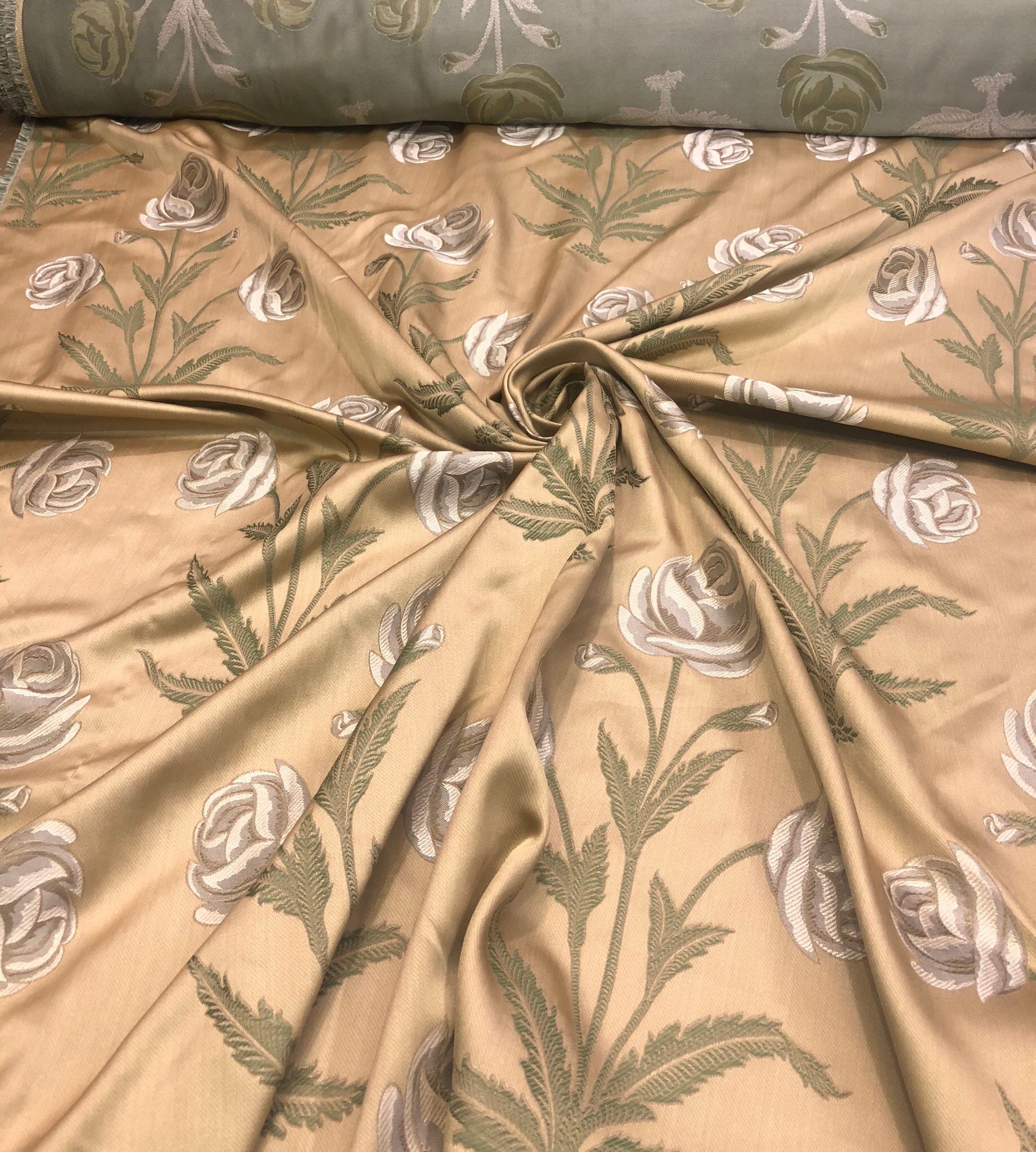 Floral damask jaquard fabric 54 wide Beautiful gold damask floral