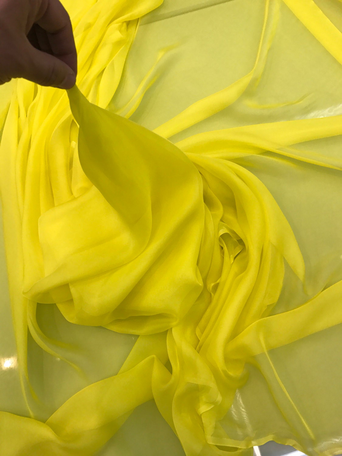 Yellow silk chiffon 54 wide, silk chiffon fabric sold by the yard