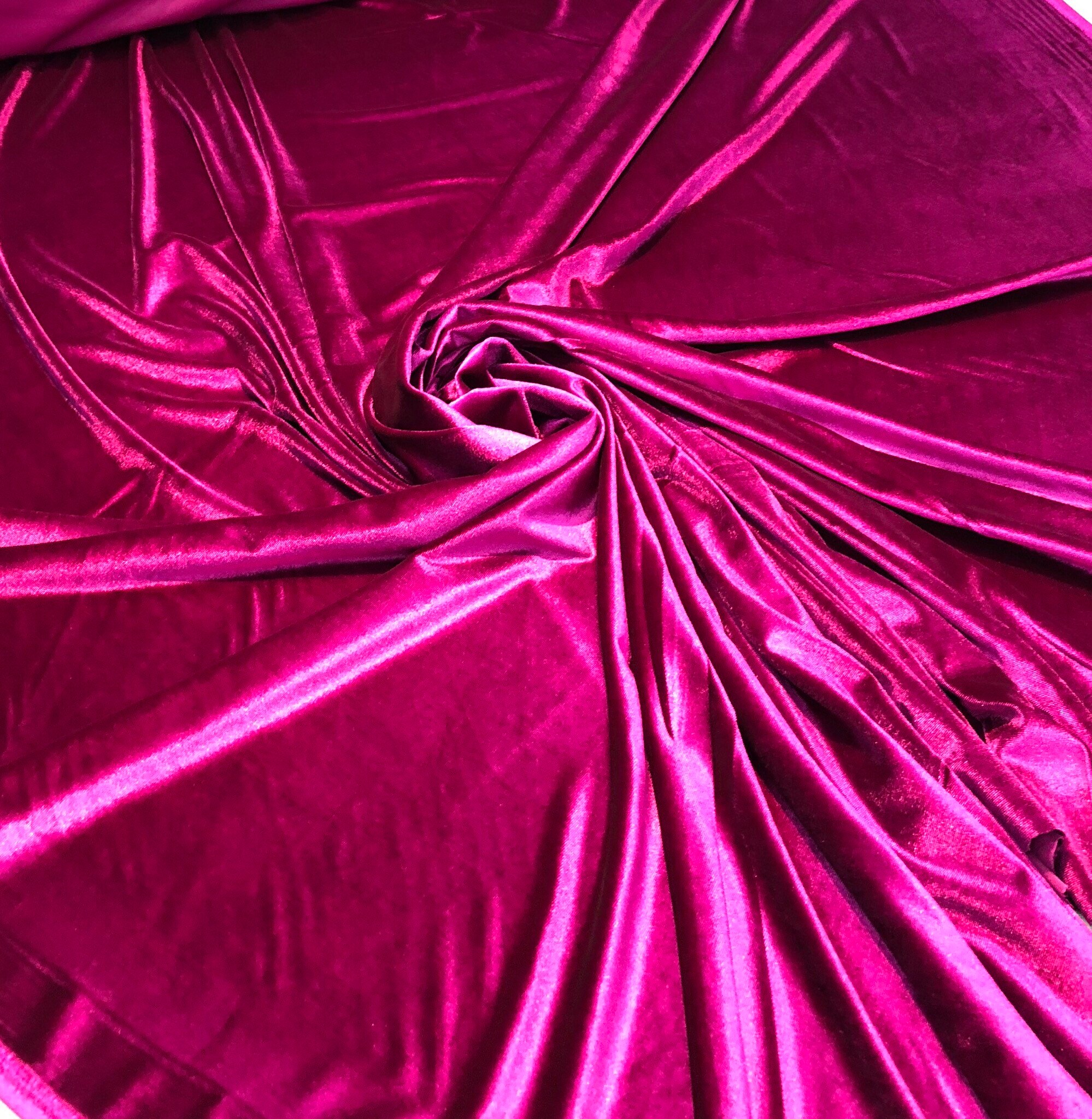 Stretch velvet 60 wide Beautiful fusia pink color Fabric sold by the yard