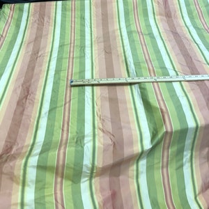 Silk taffeta stripes 54&quot; wide       sold by the yard     Color: pink & green