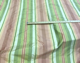 Silk taffeta stripes 54" wide       sold by the yard     Color: pink & green