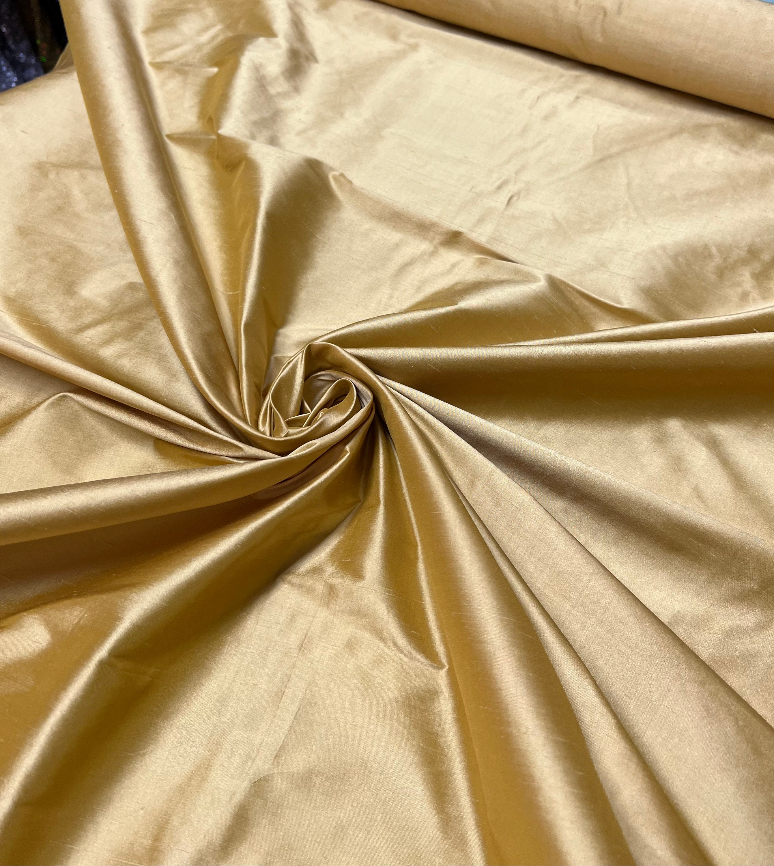 Silk shantung 54 wide Beautiful bright gold color silk shantung fabric sold  by the yard