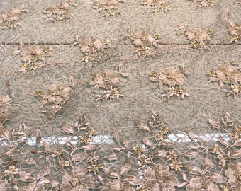 Beautiful floral crochet french lace, spider web lace with 3D floral designer pc  39" wide  sage grren color lace sold by the yard