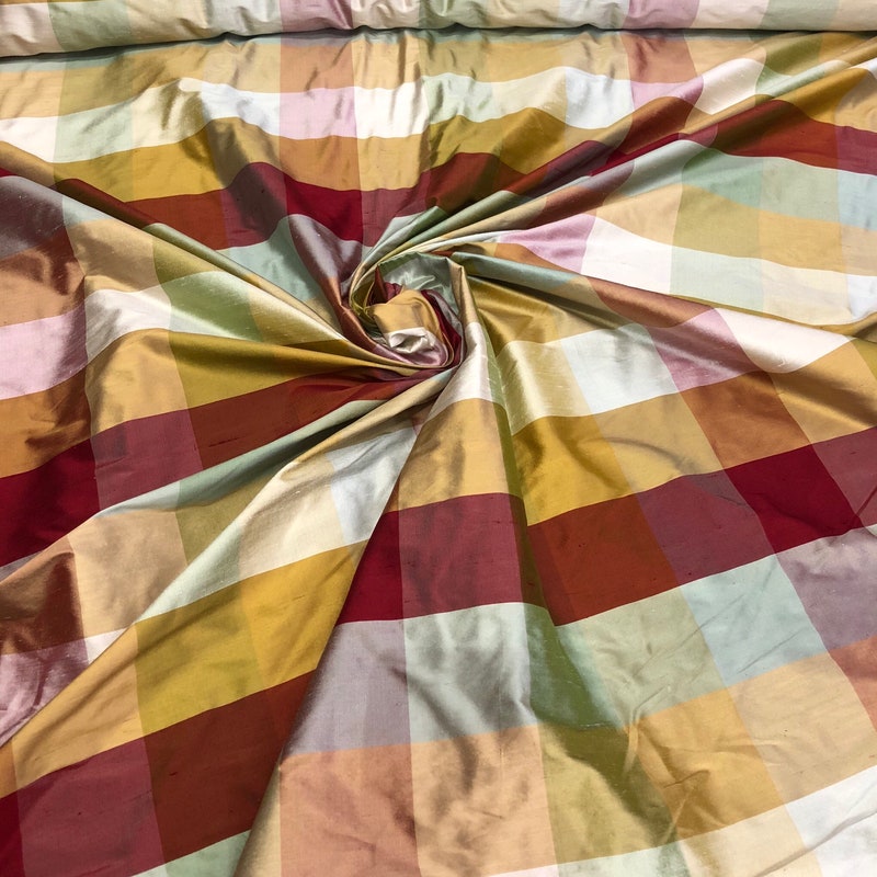 Multicolor Gingham Shantung 642 Fabric main image 0