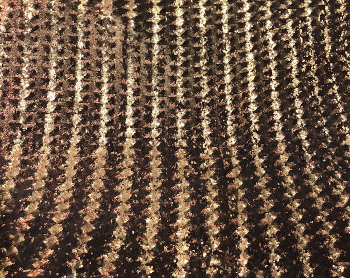 Chevron pattern sequins on stretch mesh fabric 52" wide   Beautiful bronze color sequins fabric on sold by the yard