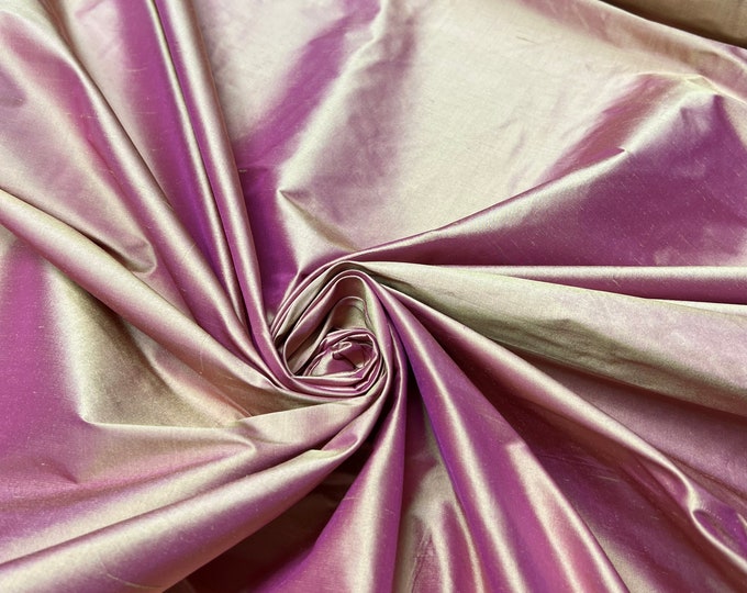 Silk shantung 54" wide   Beautiful bright pink gold iridescent color silk shantung fabric sold by the yard