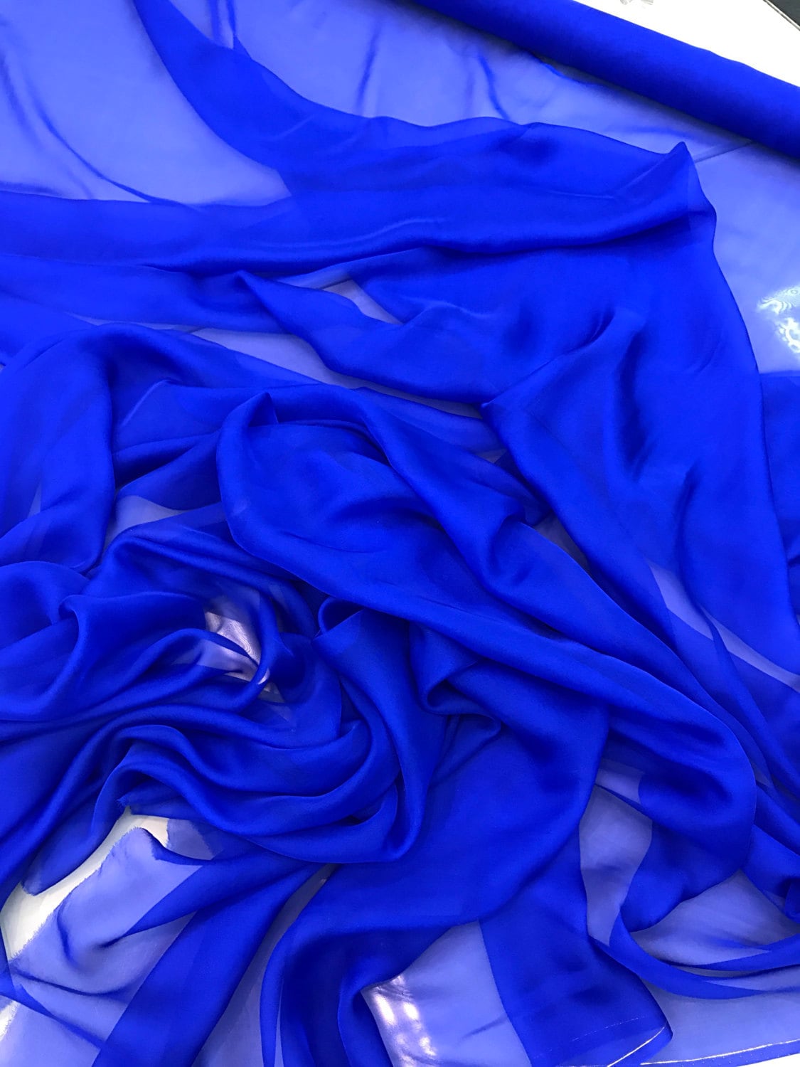 Royal blue Silk Chiffon 54 wide, fabric sold by the yard