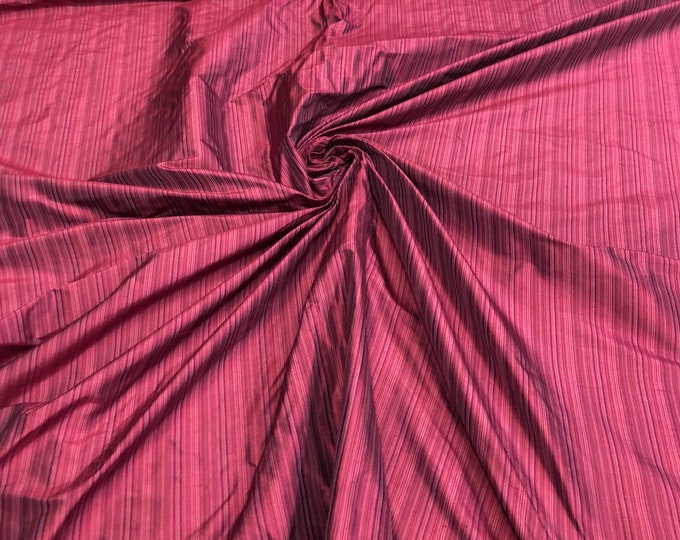 Silk shantung pinstripes 54" wide   Beautiful fusia puple color silk shantung fabric sold by the yard