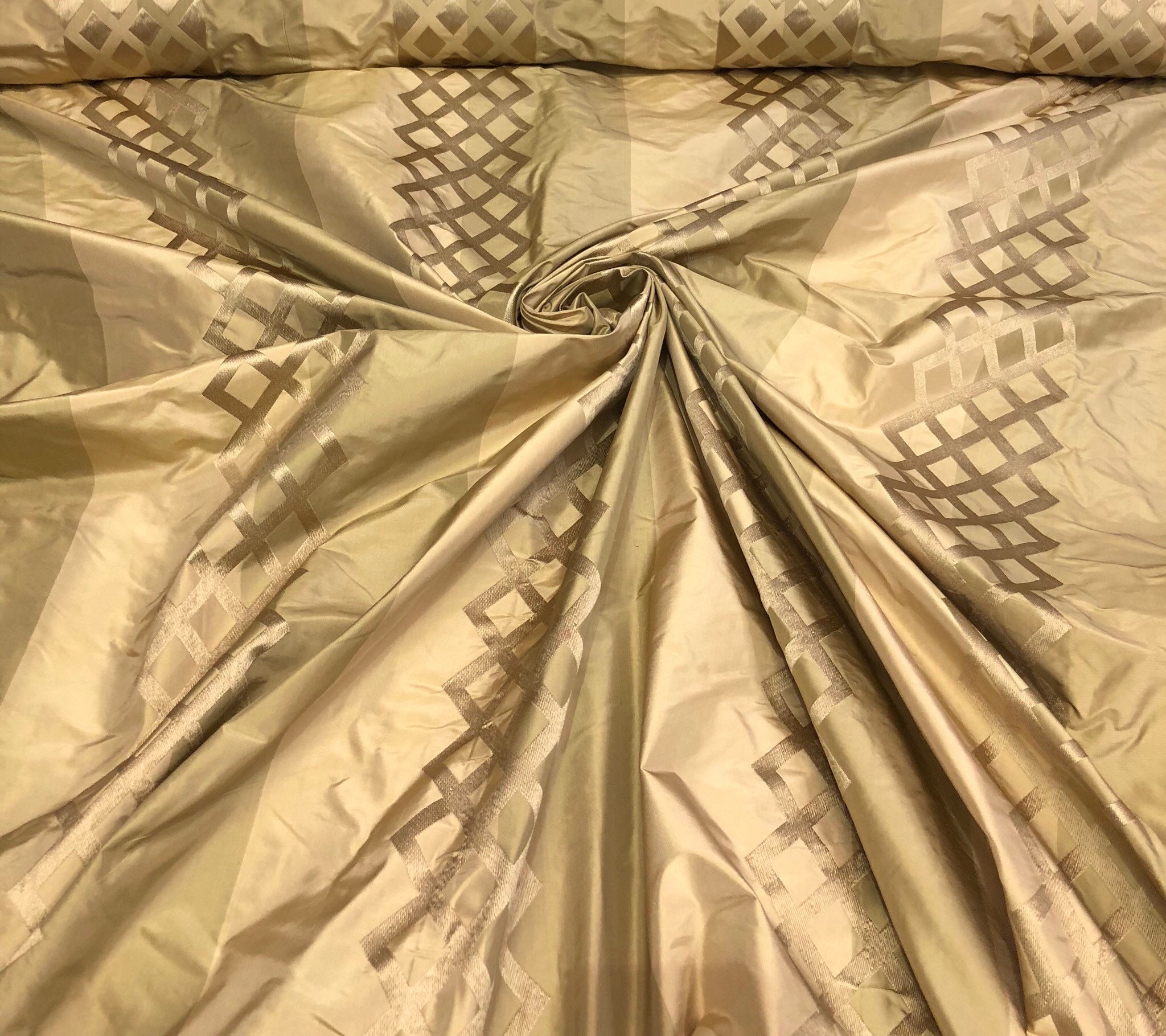 Silk taffeta 54 wide Beautiful gold color silk taffeta stripe jaquard