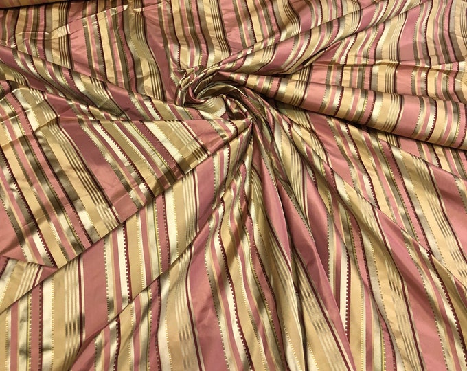Silk taffeta 54" wide    Baeutiful rose pink silk taffeta satin stripe fabric sold by the yard