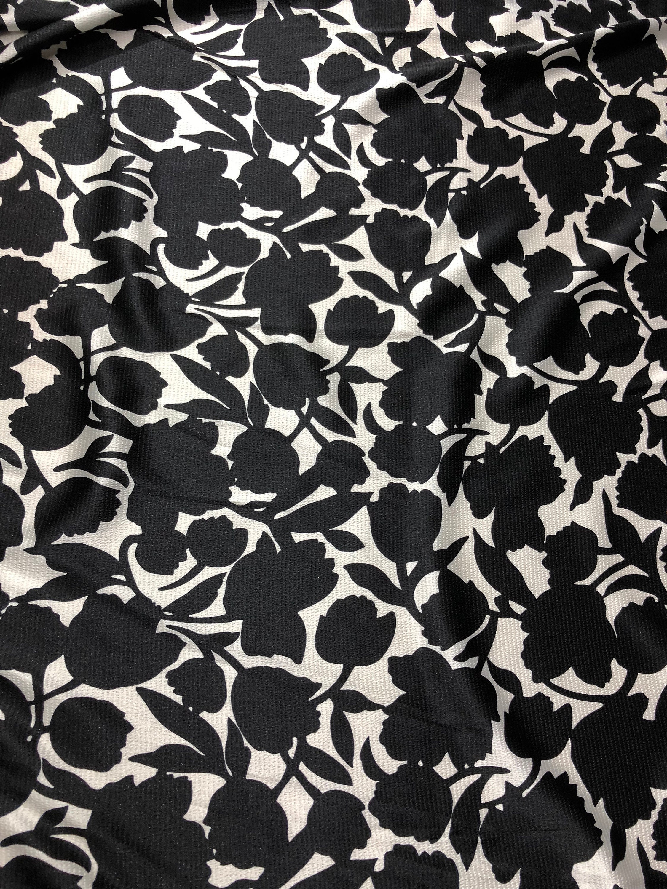 Satin charmeuse print 54 wide Beautiful black and white floral design ...
