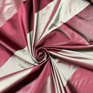 Silk taffeta plad 54" wide    Beautiful wine and gold 6”  wide silk satin taffeta stripe.  Fabric sold by the yard