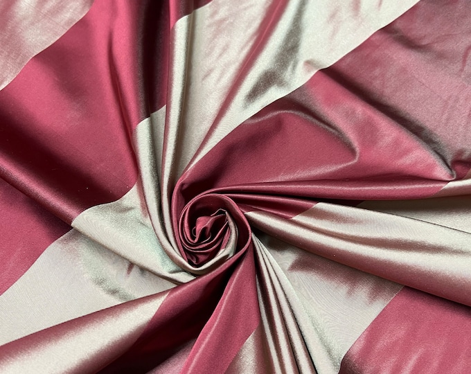 Silk taffeta plad 54" wide    Beautiful wine and gold 4” wide silk satin taffeta stripe.  Fabric sold by the yard