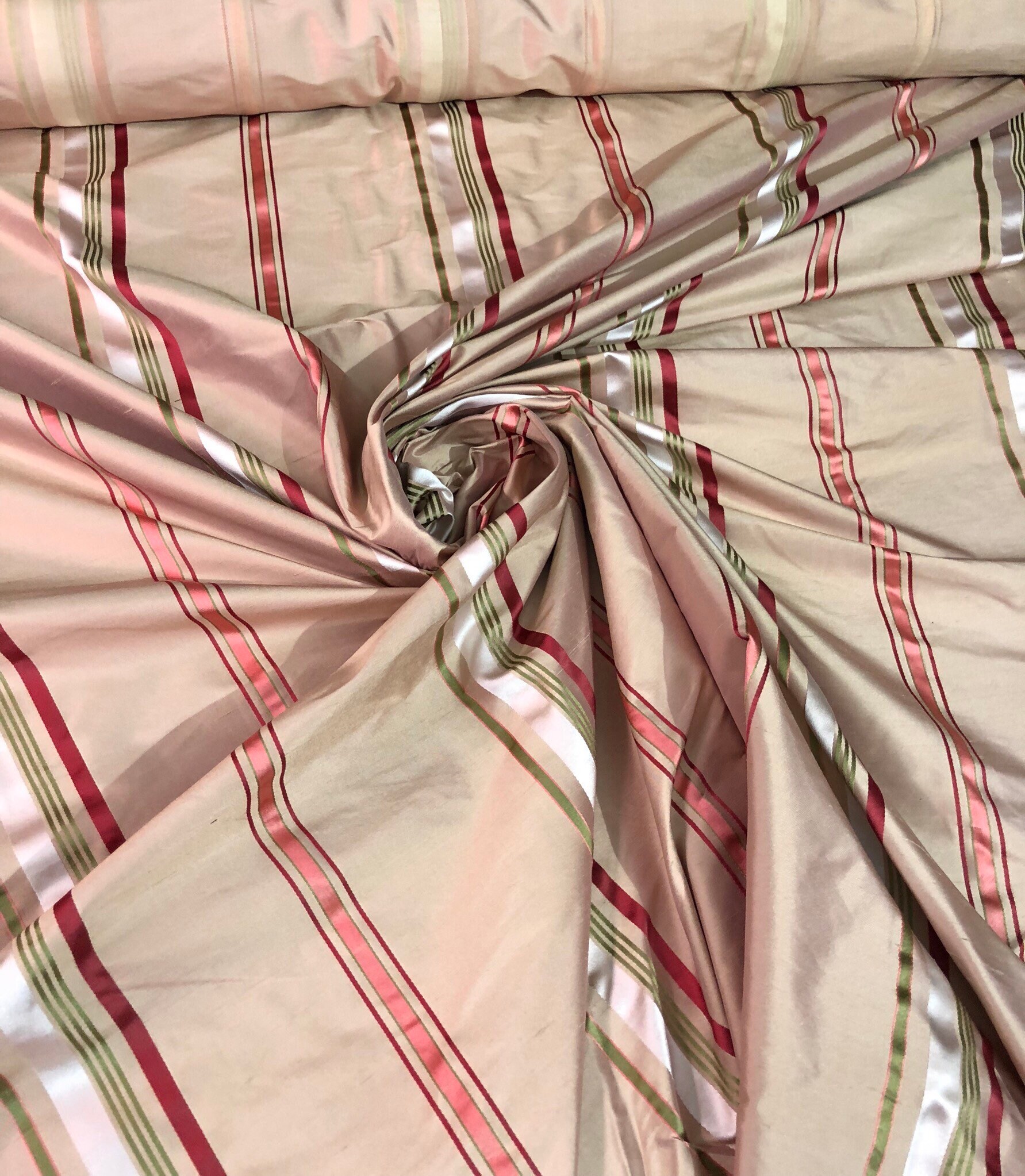 Silk shantung satin stripe 54 wide Beautiful rose pink stripe Fabric