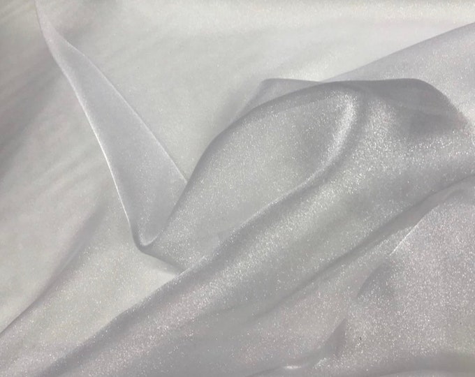 100% polyester crystal organza, beautiful white crystal organza 45" wide fabric sold by the yard